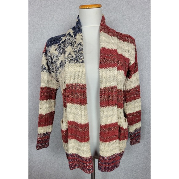 Denim & Supply Ralph Lauren Sweaters - Denim & Supply Ralph Lauren American Flag Cable Knit Shawl Cardigan XS Red White